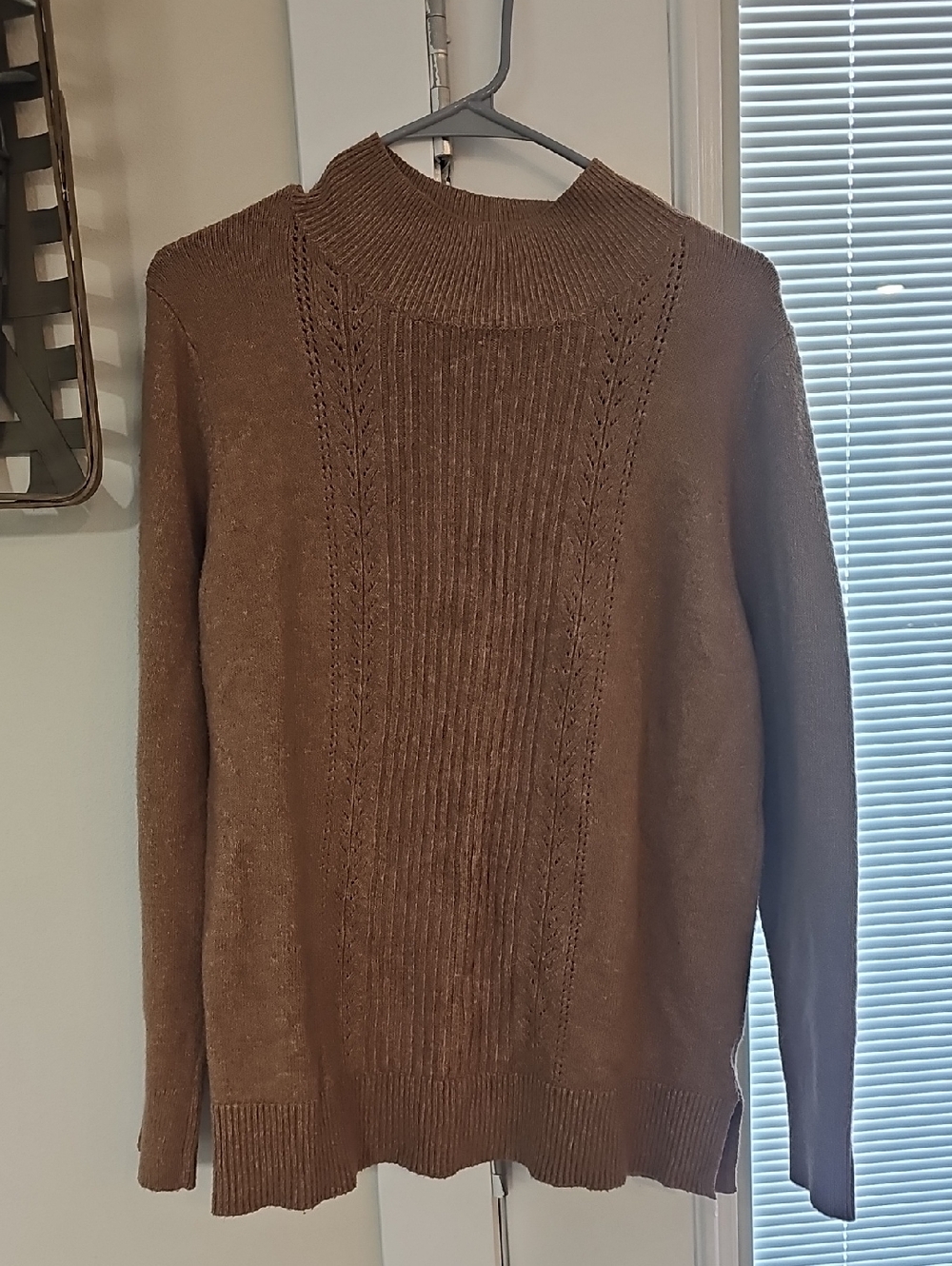 Old Navy Brown Mock Neck Sweater with Center Rib Detail
